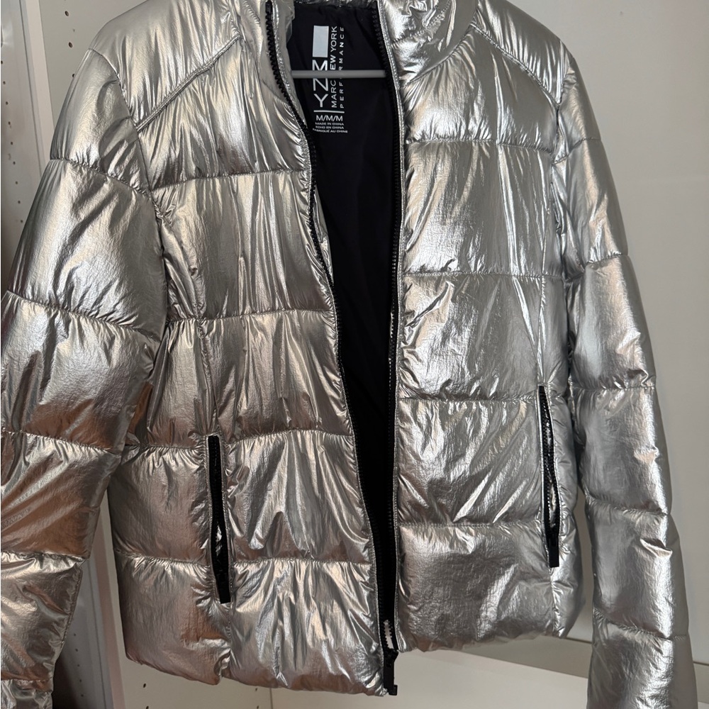 Silver Metallic Puffer Jacket - image 1